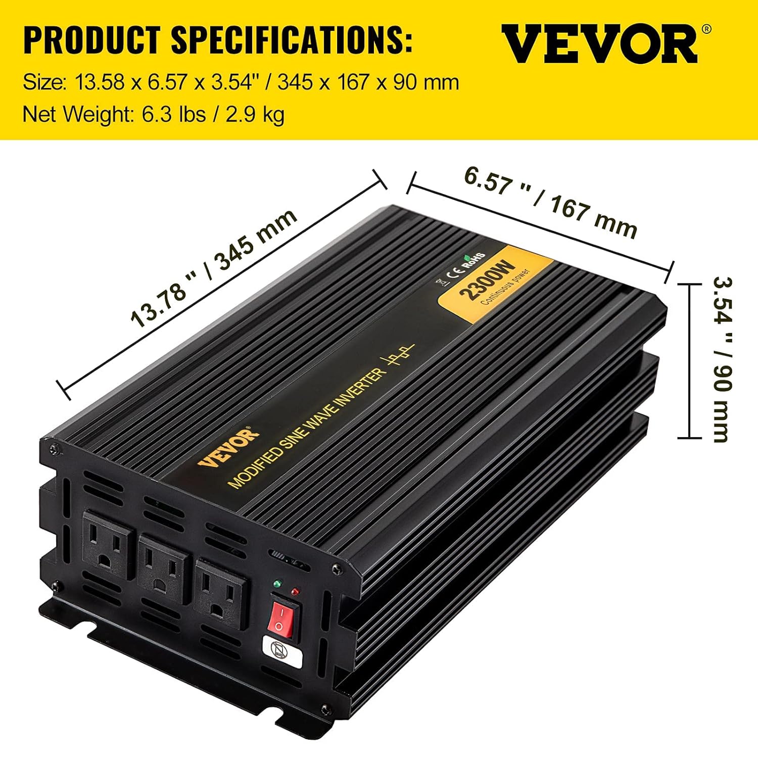 2300W Modified Sine Wave Power Inverter with LCD Remote Controller J17141