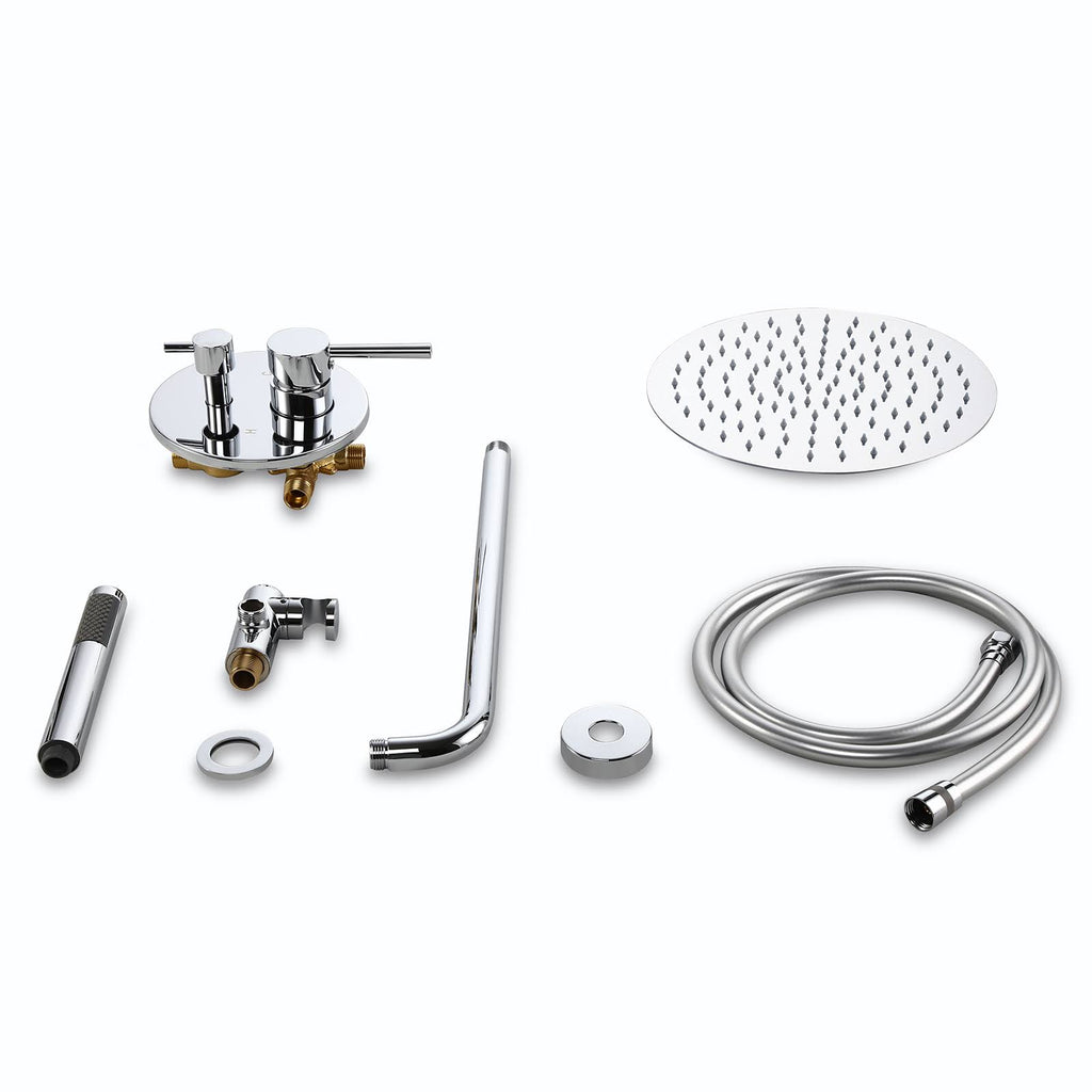 Chrome Wall Mounted Rain Shower Faucet Set with Hand Shower N763848