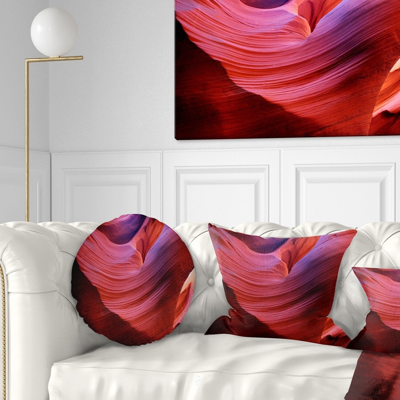 Antelope Canyon Light Rays Landscape Photography Throw Pillow 18 in. x 18 in. A82084