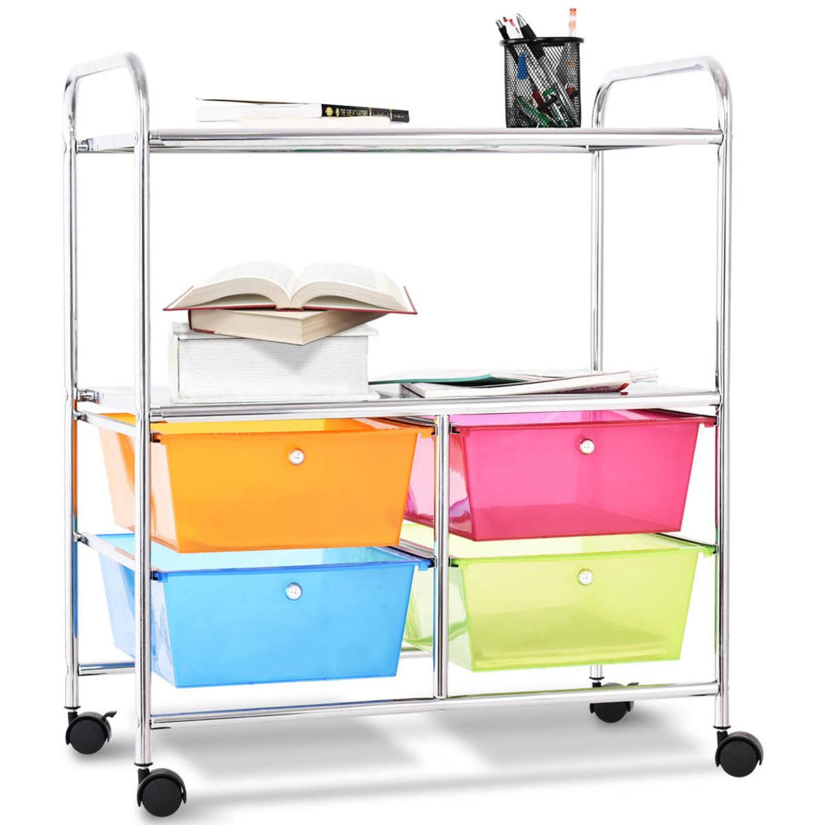 4 Drawer Rolling Storage Cart with Shelves G760235