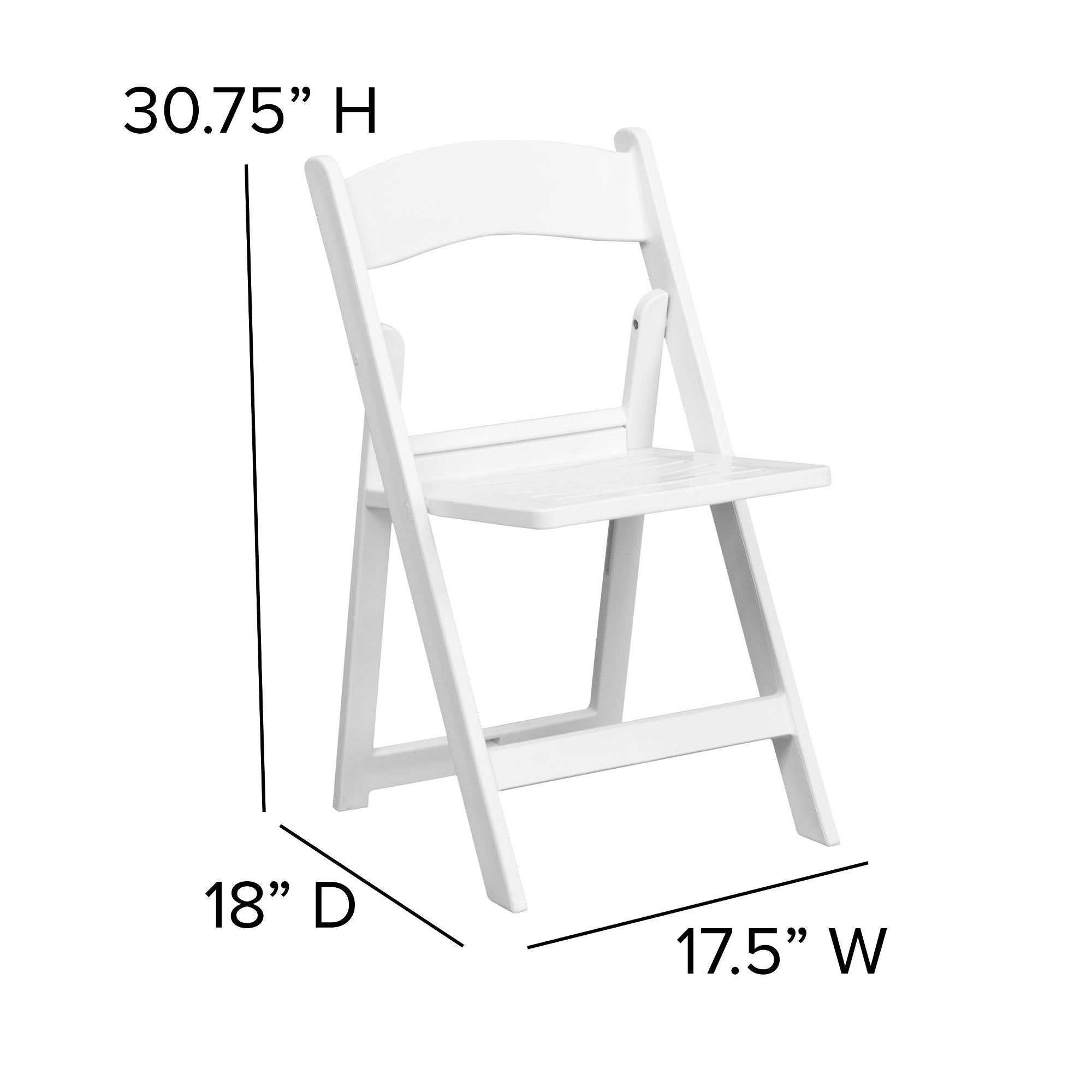 White Resin Folding Chair with Slatted Seat M40498