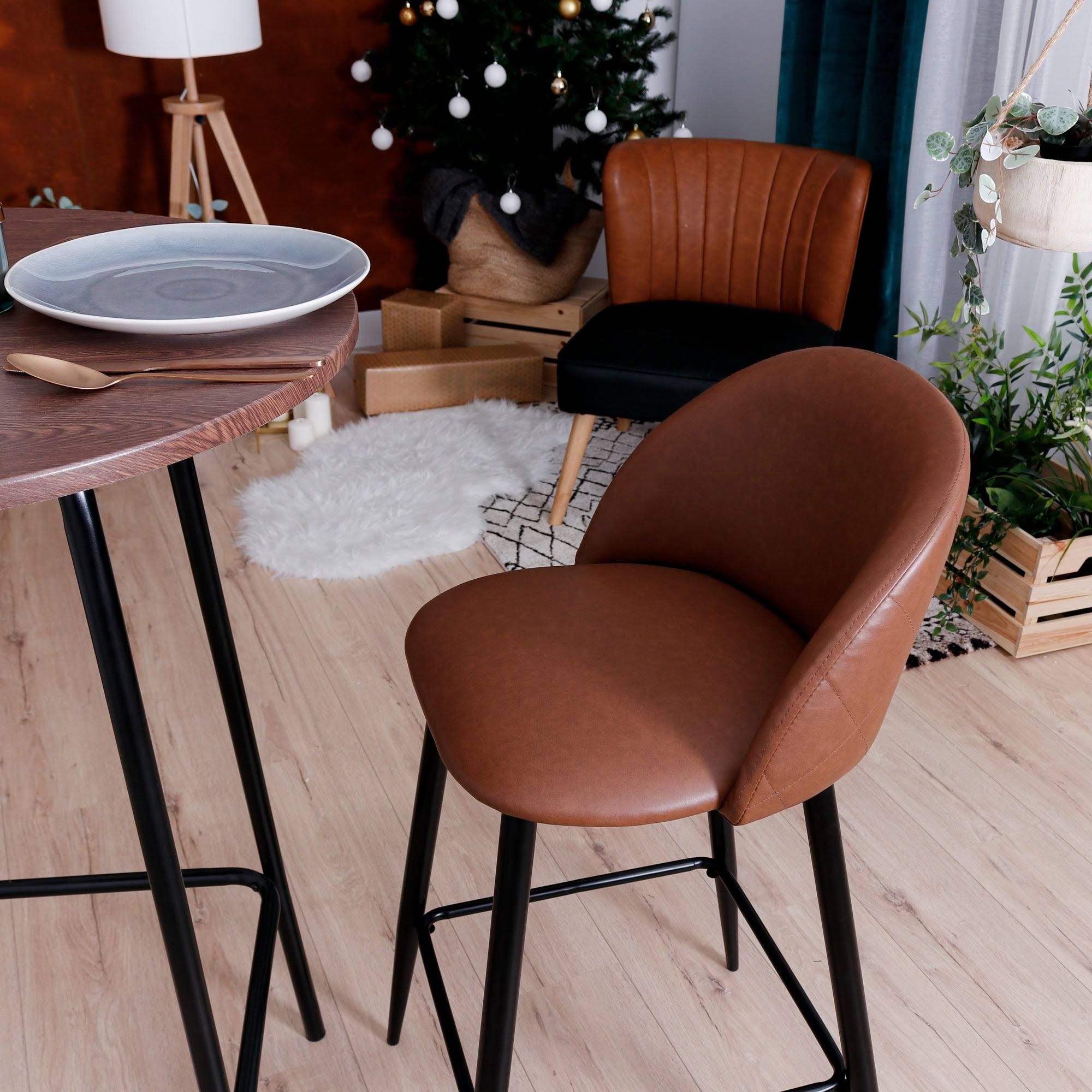 Mid-Century Modern Counter Stools (Set of 2) Brown T251871