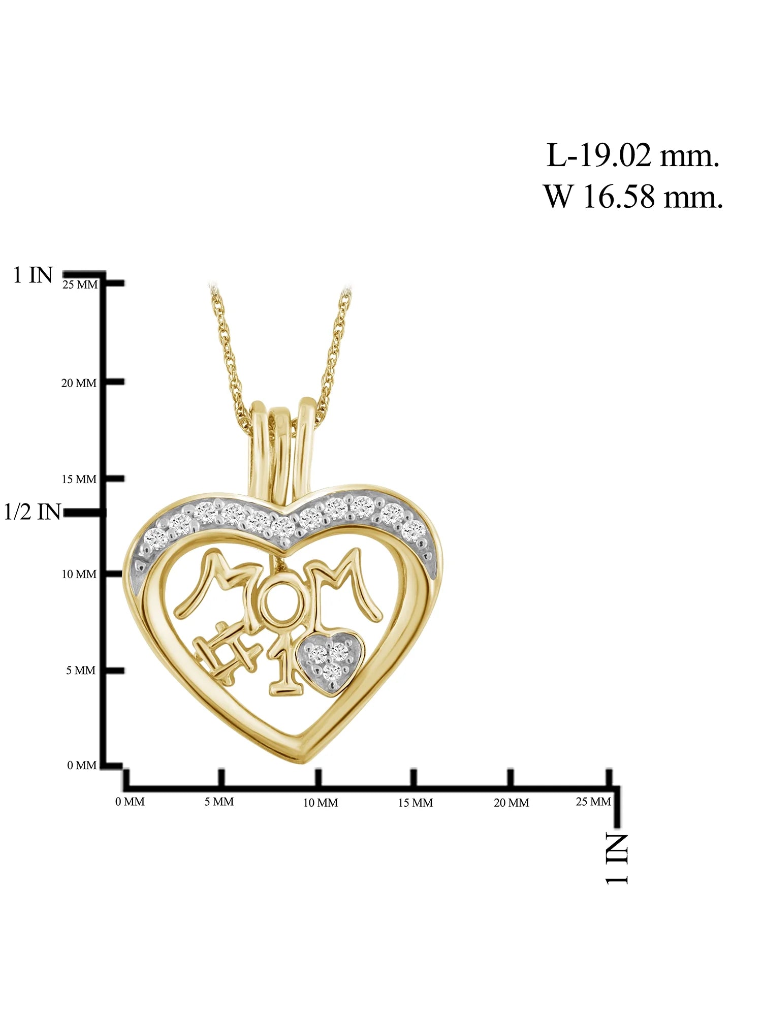 14K Gold Plated Silver Mother Daughter Necklace with White Diamonds G507