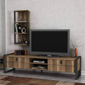 TV Unit with Vertical Wall Shelf, Metal & Composite Wood Frame M153