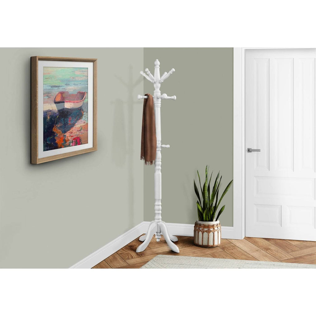 Antique White Wood Coat Rack I851695