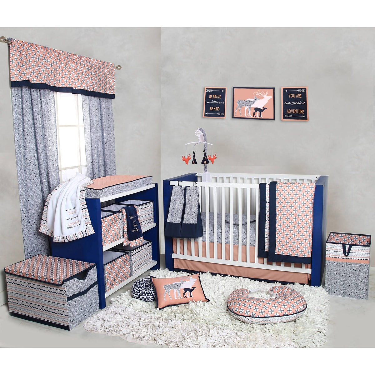 10-Piece 100% Cotton Percale Crib Bedding Set with 2 Crib Fitted Sheets B362430