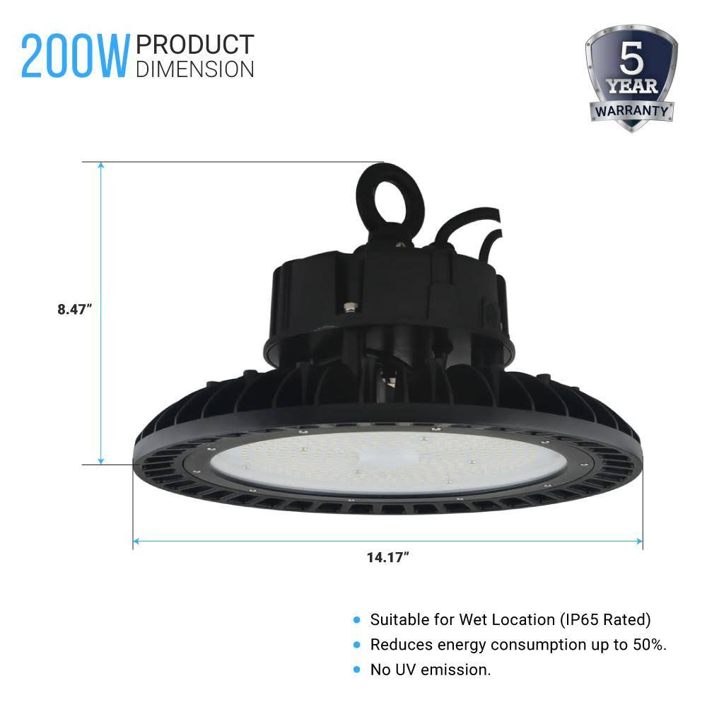 200W LED High Bay UFO 4000K Black U8141