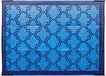Large Reversible Outdoor Patio Mat (9' x 12', Lattice Blue Design) K4653