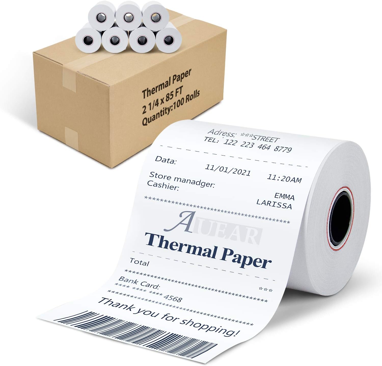 Thermal Cash Register POS Paper Rolls, 3 1/8 x 230', BPA Free (10 Pack) T104