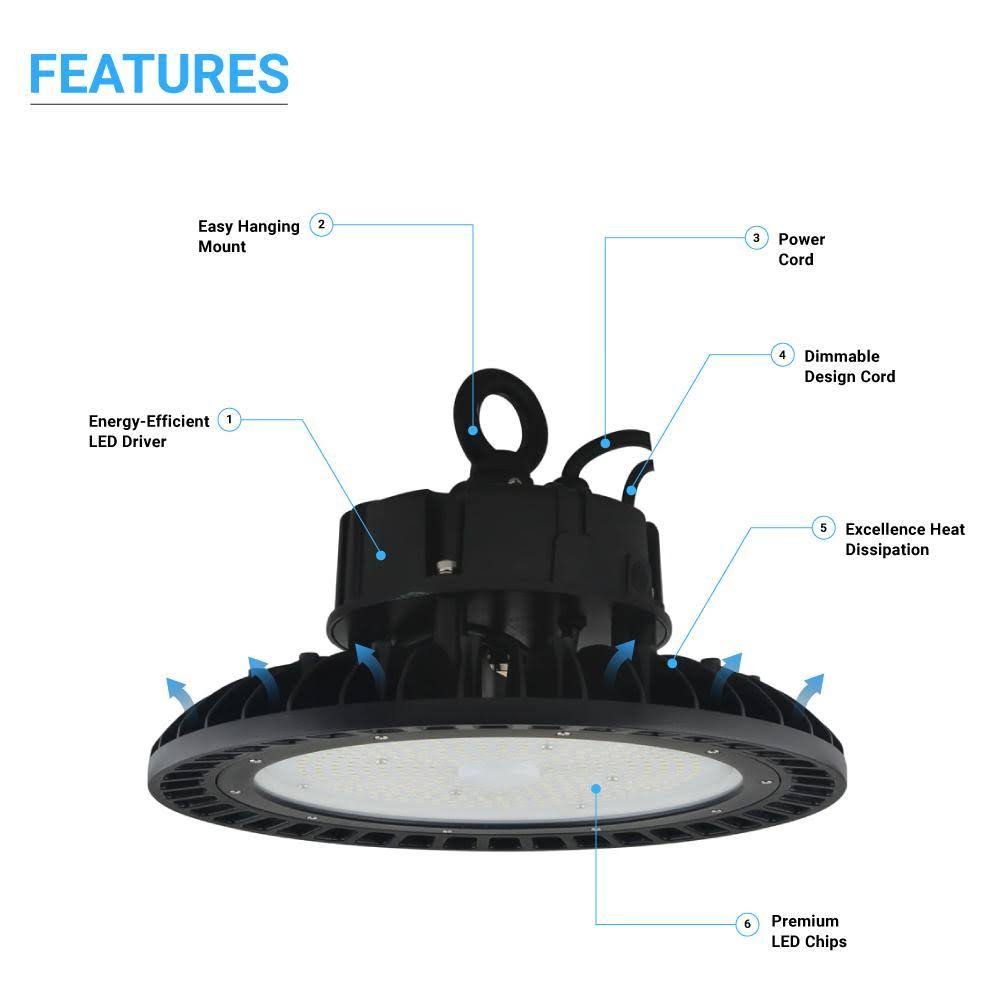 200W LED High Bay UFO 4000K Black U8141