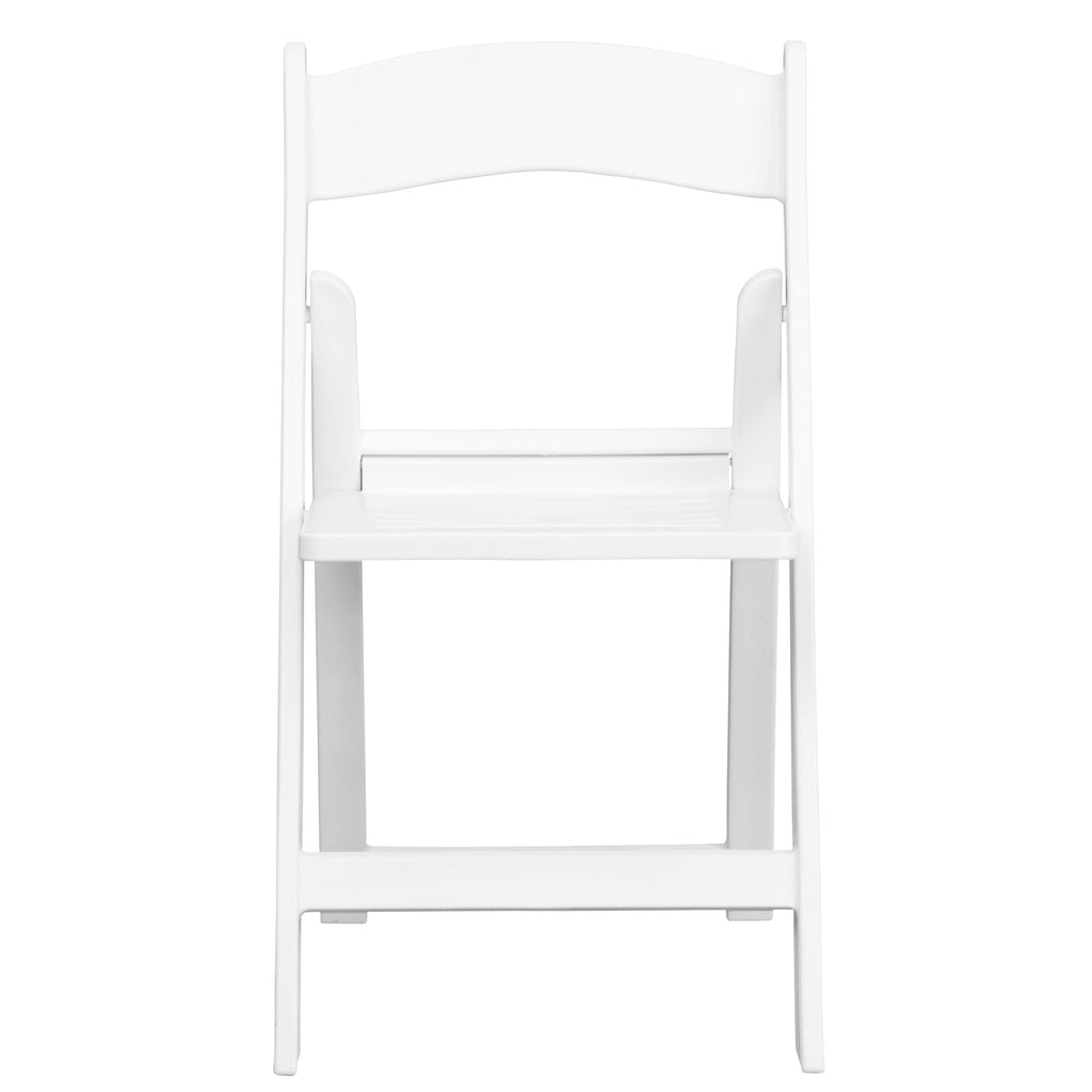 White Resin Folding Chair with Slatted Seat M40498