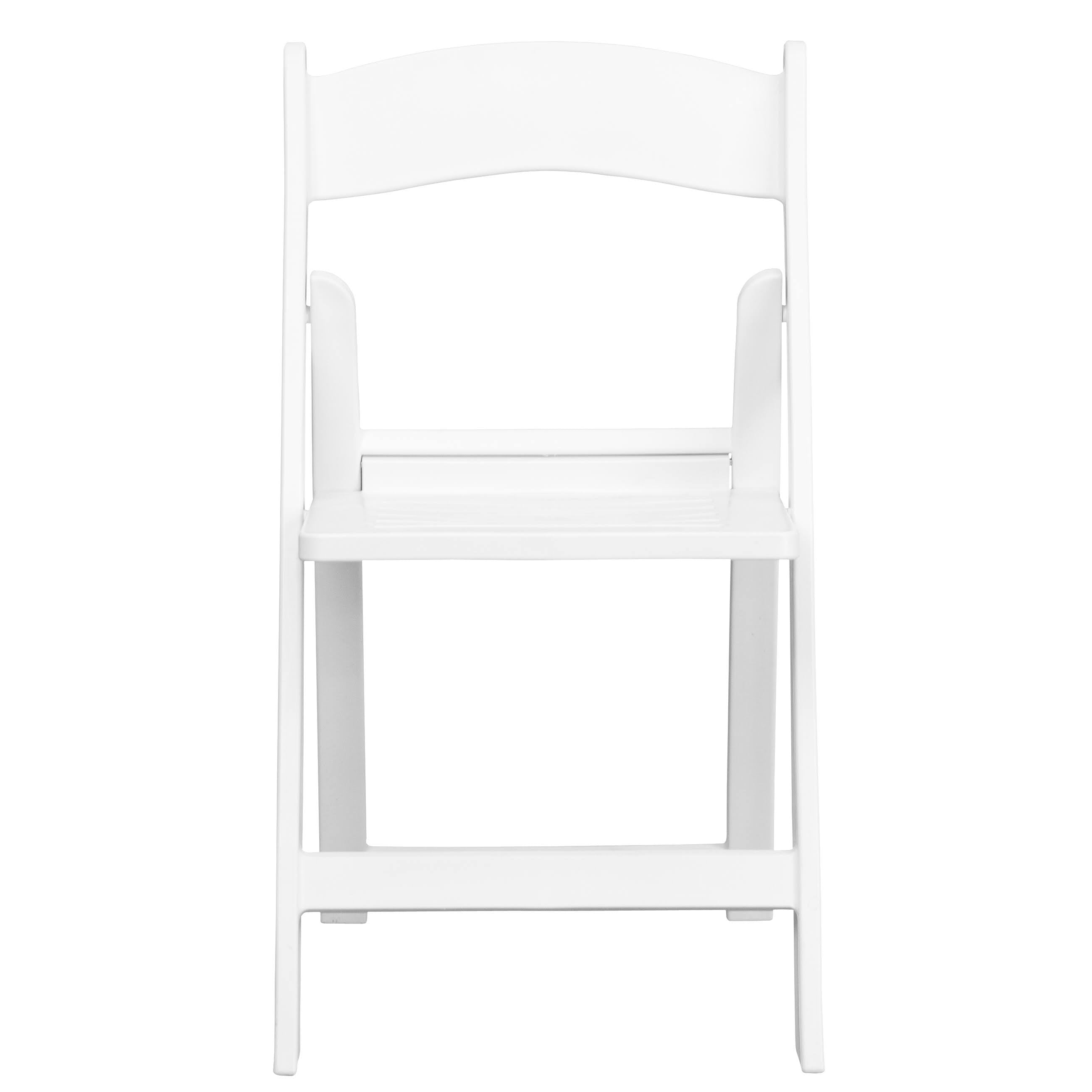 White Resin Folding Chair with Slatted Seat M40498