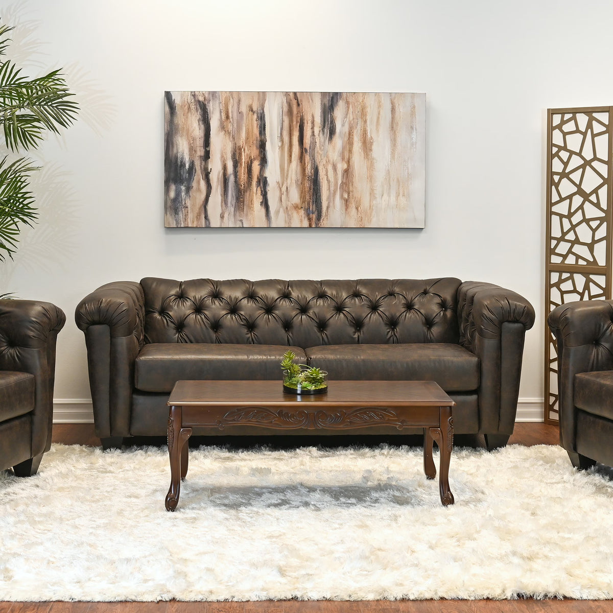Faux Leather Chesterfield Sofa M2795