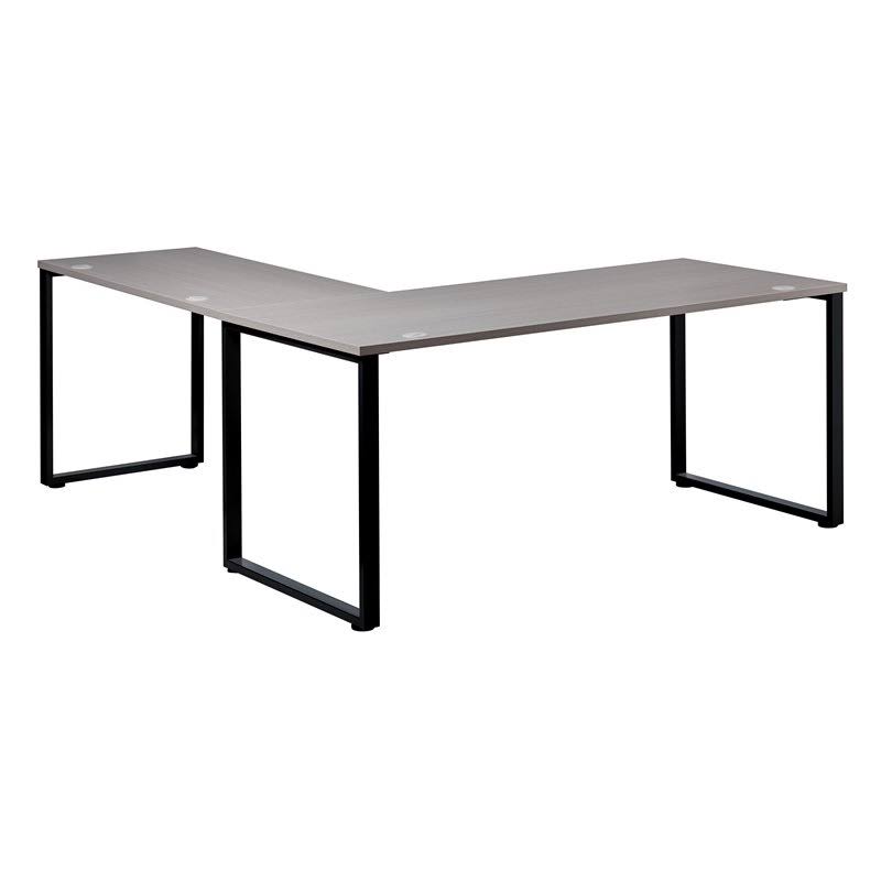 Corner L Shaped Desk in Gray Elm Black P748