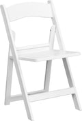 White Resin Folding Chair with Slatted Seat M40498