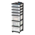 Medium 7-Drawer Rolling Storage Cart with Organizer Top, black/pearl Y306