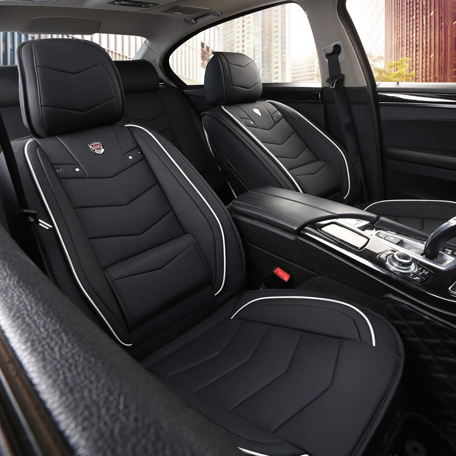 2 Front Black&Red Water Proof Car Seat Cover B802413