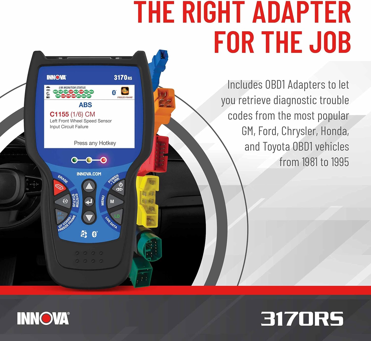 OBD2 Code Scanner with OBD1 Adapters O861