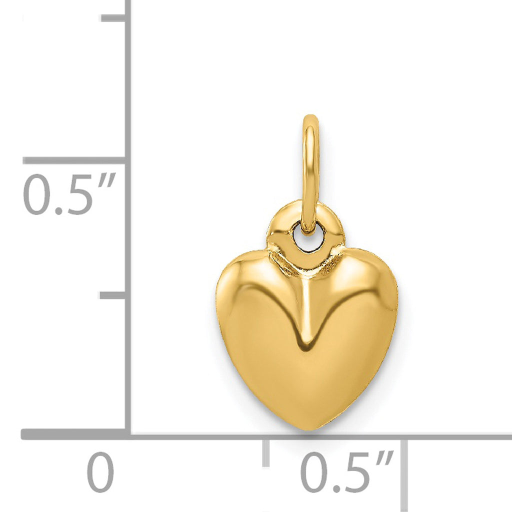 14K Yellow Gold Polished Puffed Heart Pendant Charm with 10K Yellow Gold Rope Chain Necklace 20'' V217289