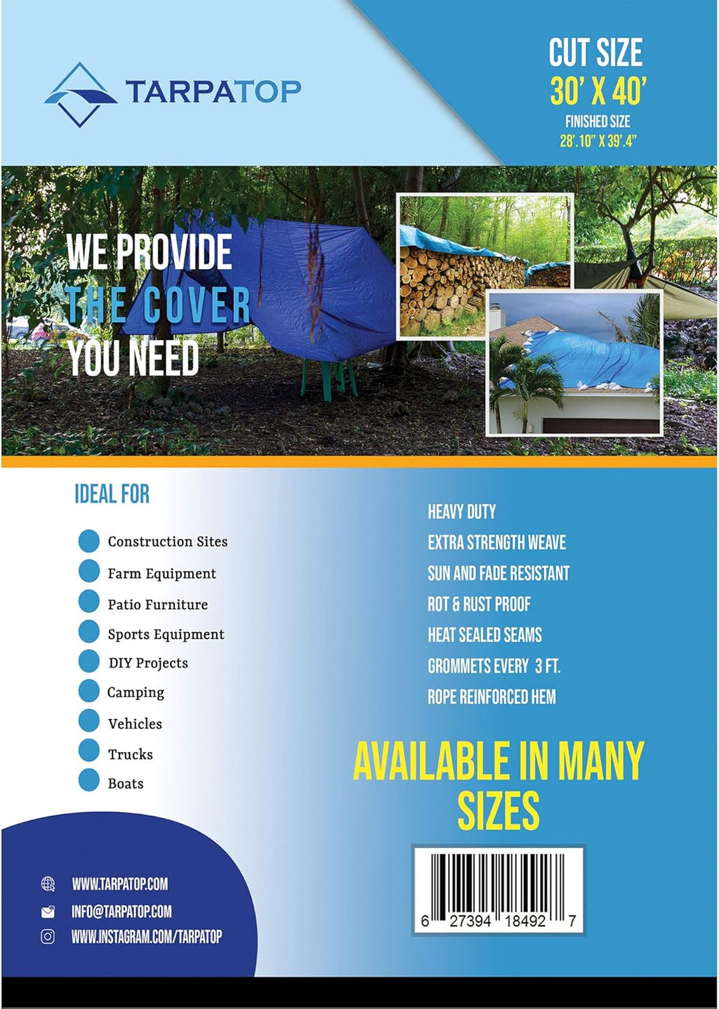 Blue Waterproof Poly Tarp X894018