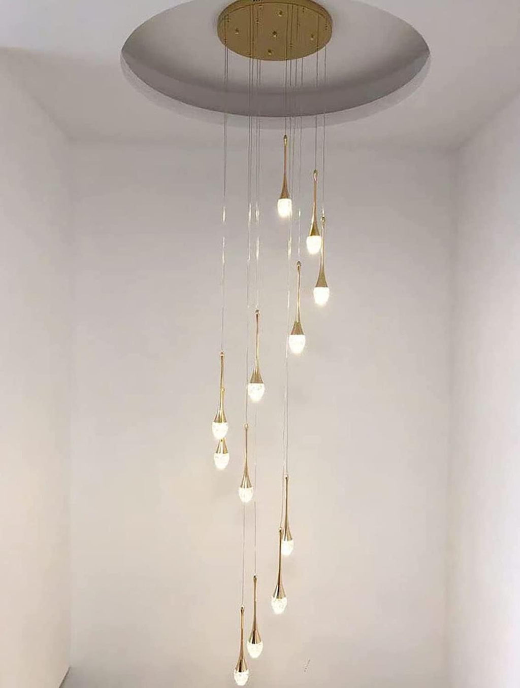 High Ceiling Dimmable Crystal Chandelier with LED Bulb Q121751