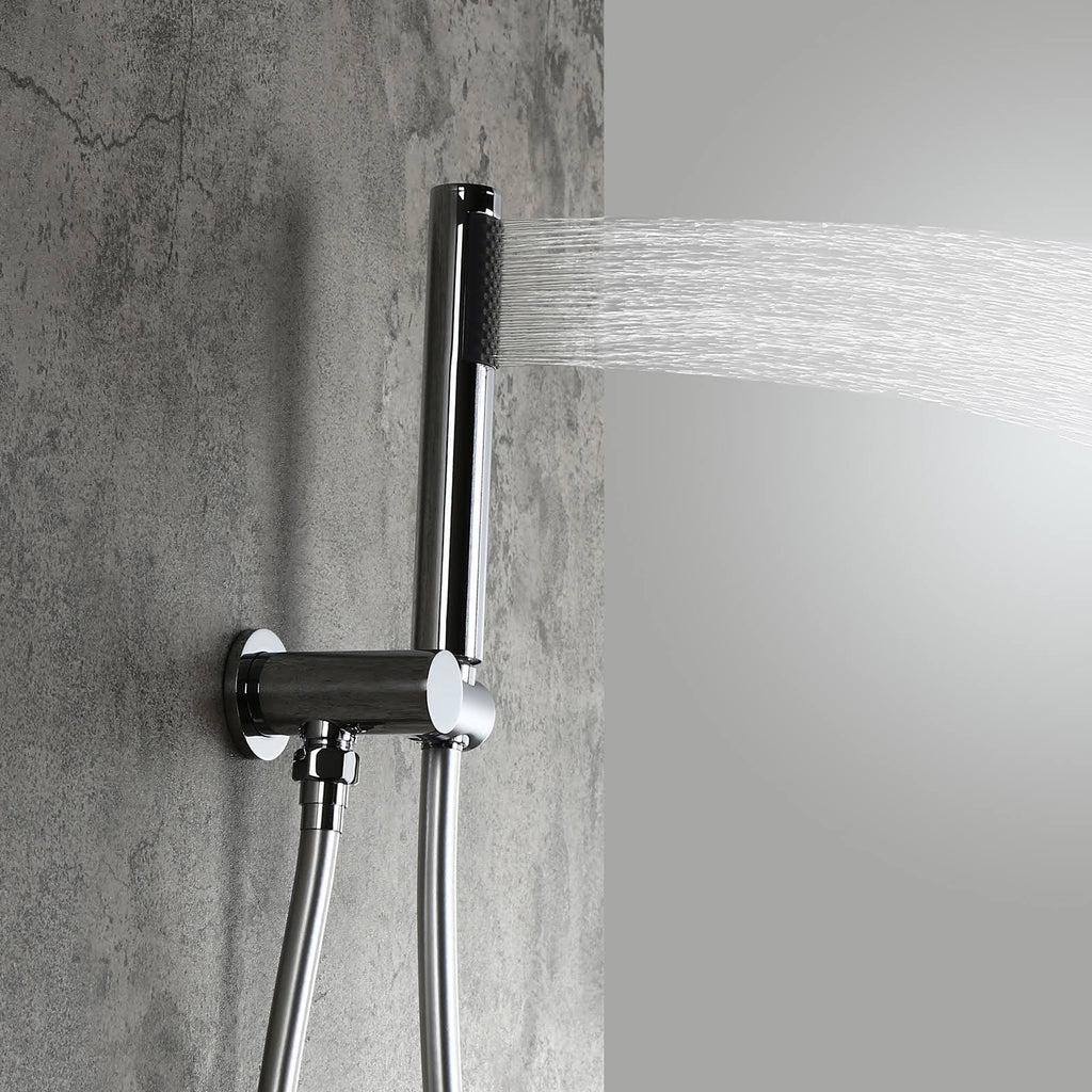 Chrome Wall Mounted Rain Shower Faucet Set with Hand Shower N763848