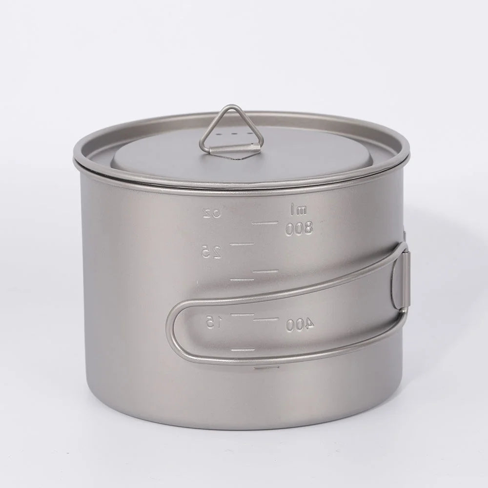 900ml Titanium Cup Pot with Lid and Foldable Handle U913