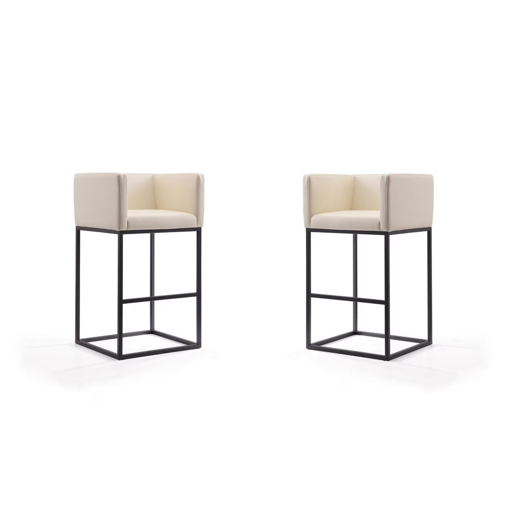 Cream and Black Metal Barstool Set of 2 A3458