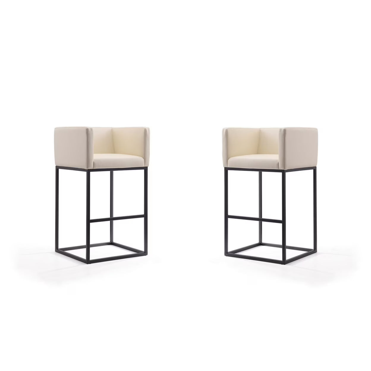 Cream and Black Metal Barstool Set of 2 A3458