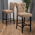 Mocha Brown Fabric Counter Stool Set of 2 D9864