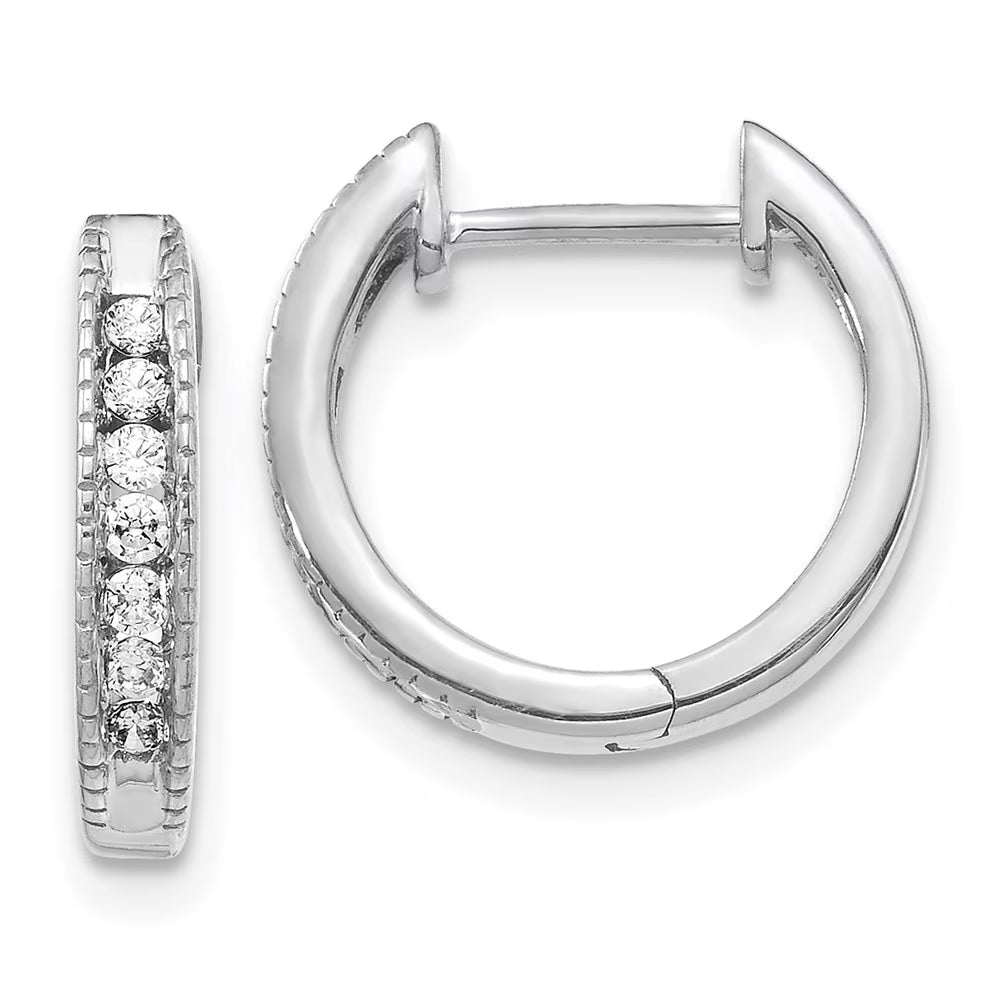 14kt White Gold Diamond Hinged Hoop Earrings O43781