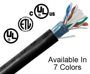 Cat6 Shielded Bulk Ethernet Cable, Riser CMR, Solid 24 AWG, 1000ft Black C575424