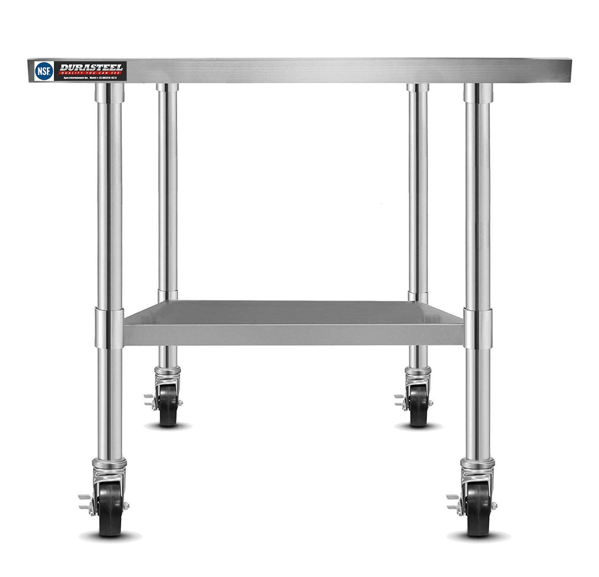 Stainless Steel 30 x 18 Inch Metal Table Cart with Caster Wheel V554