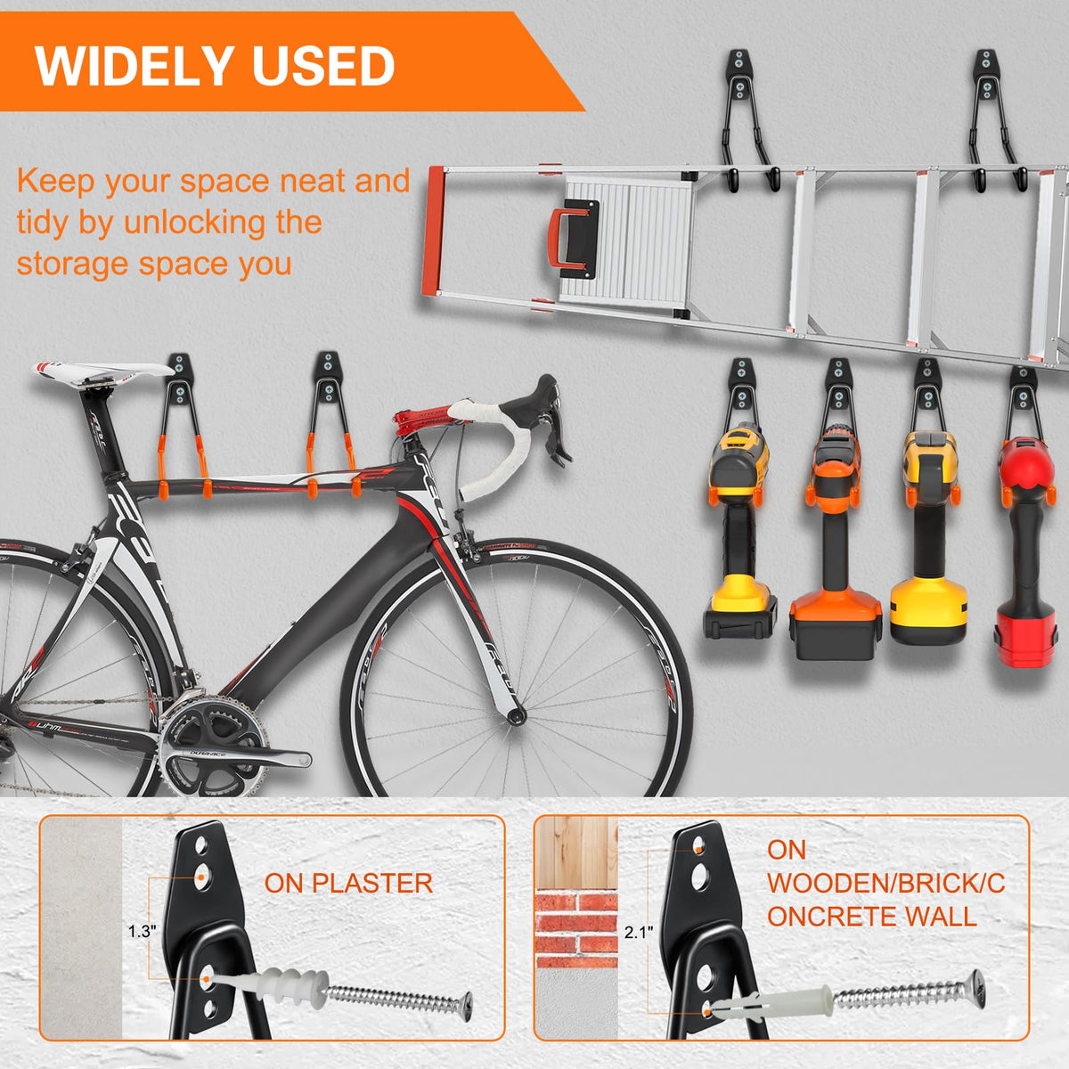 12 Packs Heavy Duty Steel Garage Storage Hooks with Tool Hangers X233