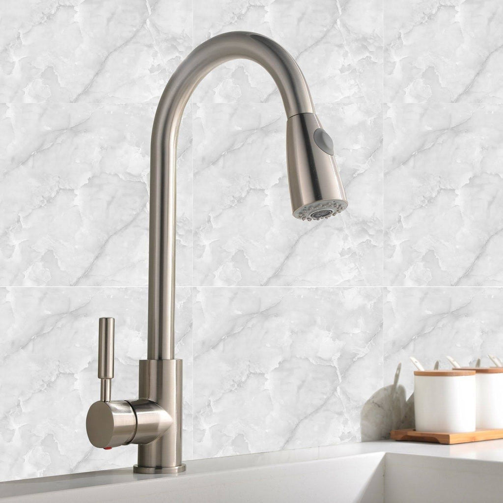 Commercial Stainless Steel Single Handle Pull Down Sprayer Kitchen Faucet D83613