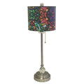 Brushed Nickel Lamp with Mosaic Stained Glass Lamp Shade, 2 Lights F469