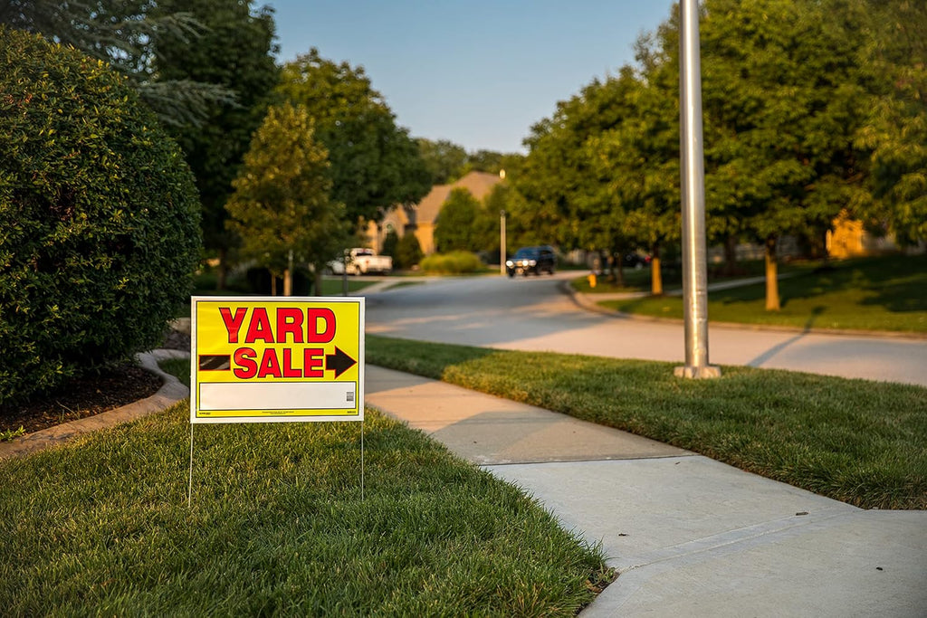 Yard Sale Sign with U-Stake, 32" H x 26" W, Yellow and Red, 10 Count Pack of 2 N681721