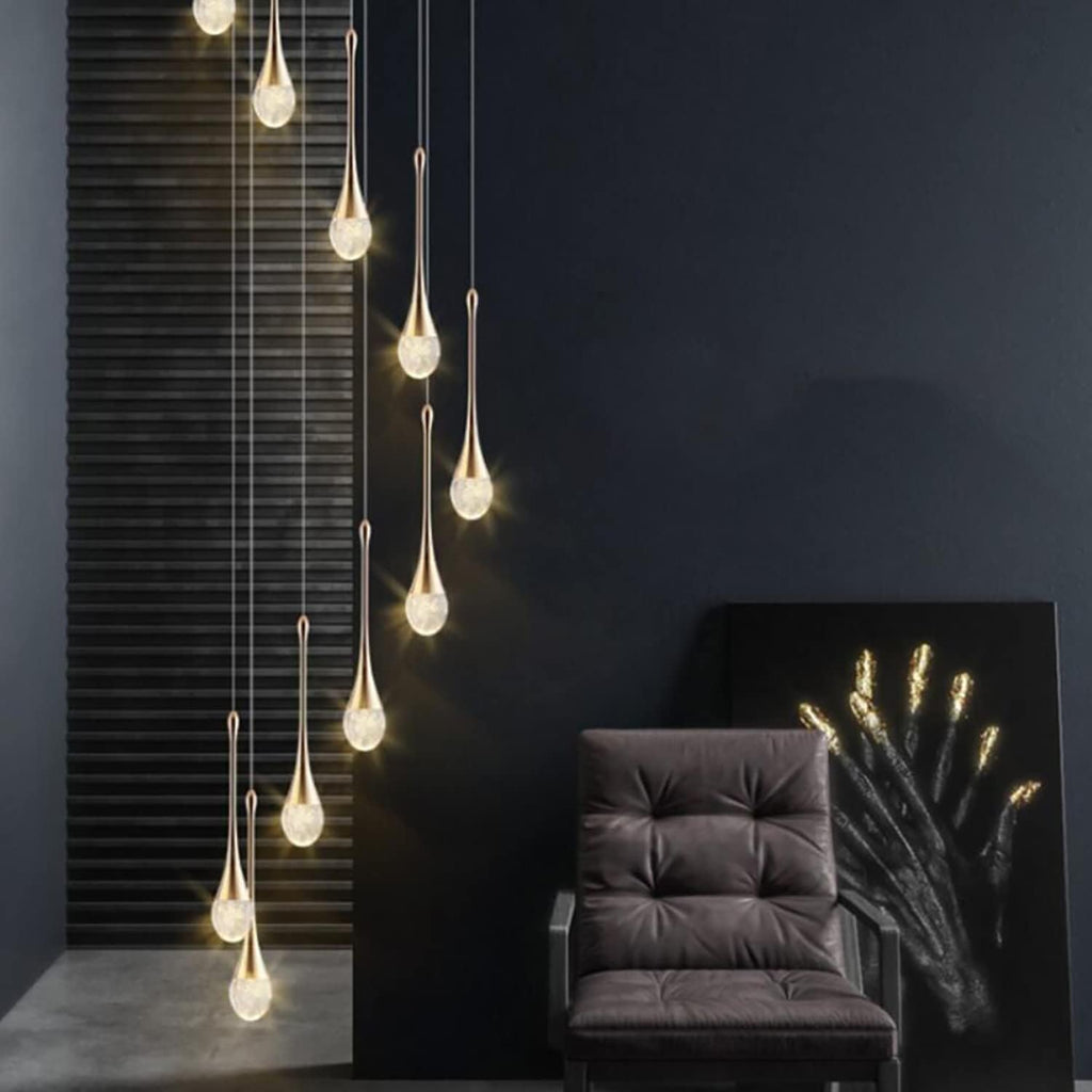 High Ceiling Dimmable Crystal Chandelier with LED Bulb Q121751