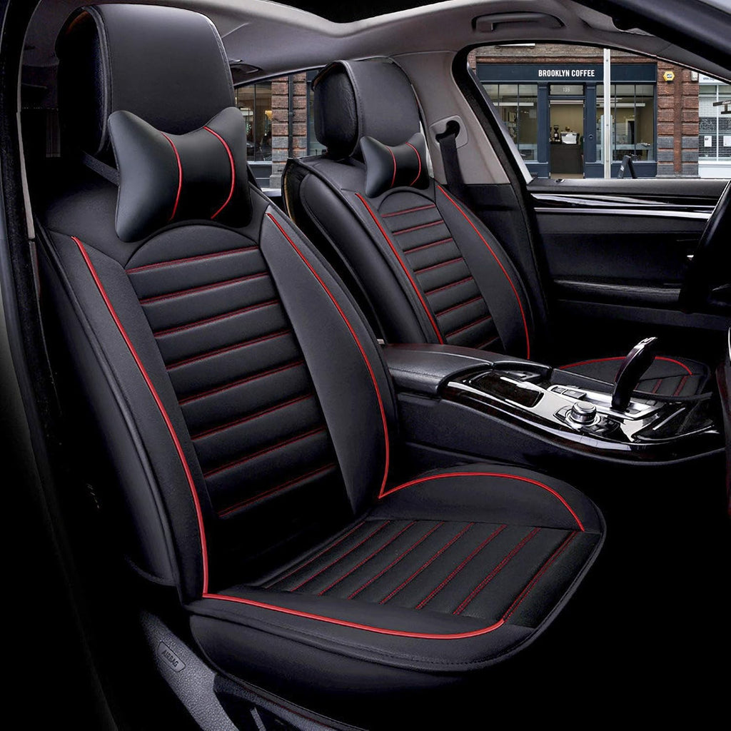 Khaki Orange Leather Car Seat Cover Full Set for 5 Seats L3674