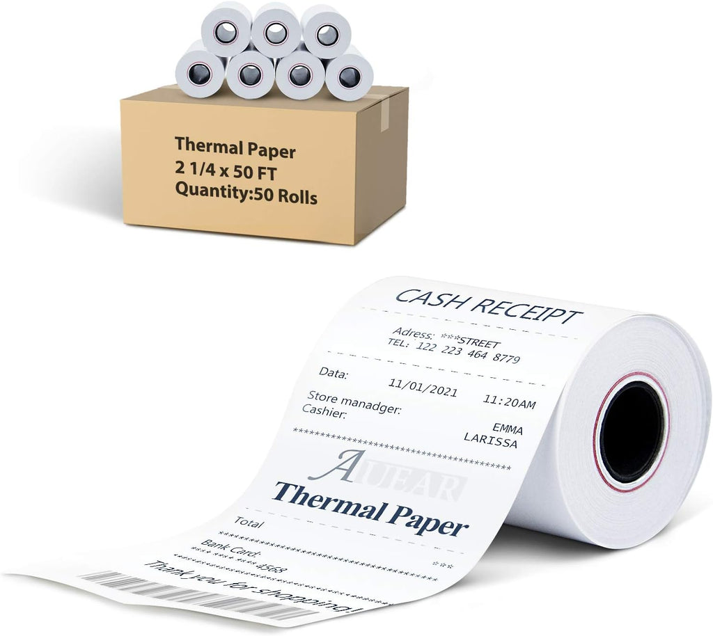 Thermal Cash Register POS Paper Rolls, 3 1/8 x 230', BPA Free (10 Pack) T104