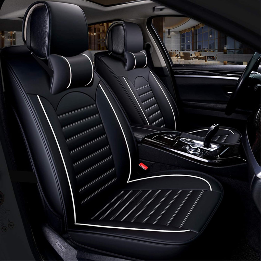 Khaki Orange Leather Car Seat Cover Full Set for 5 Seats L3674