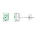 14K White Gold Emerald Cut Solitaire Stud Earrings J2009