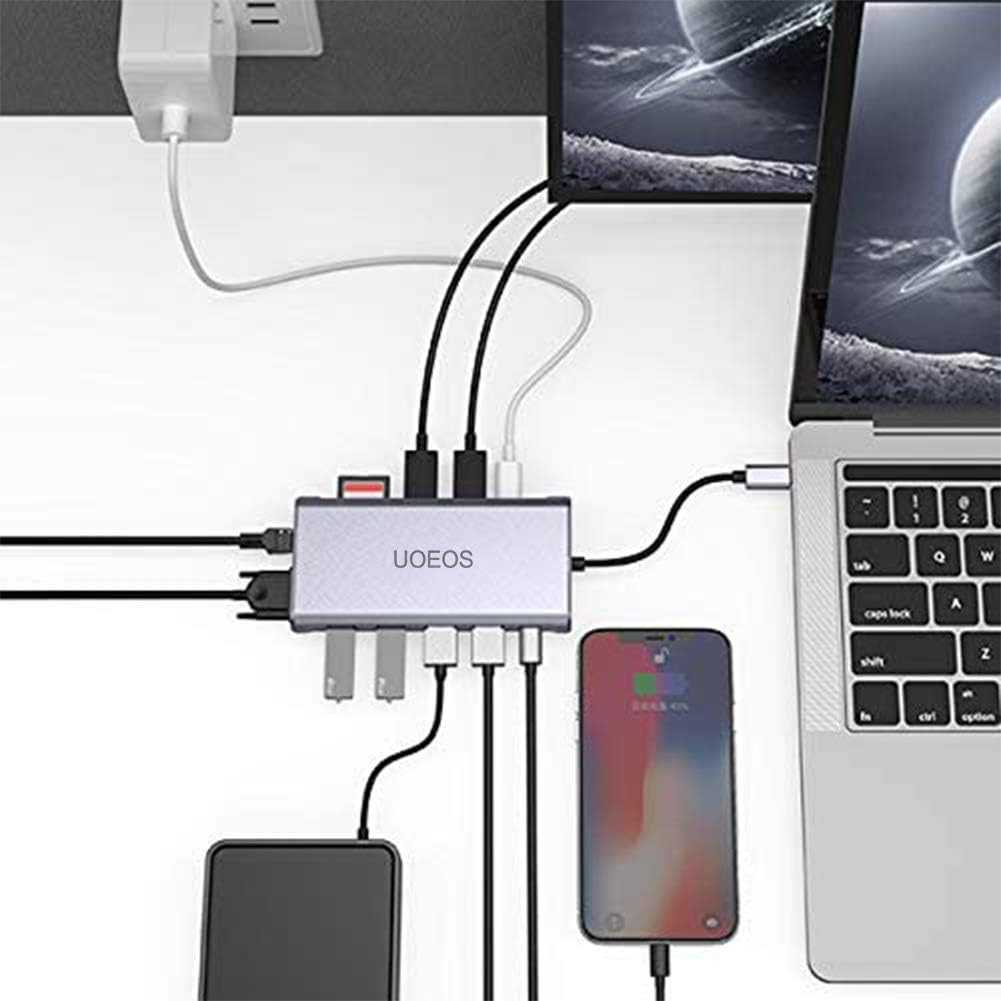 USB C Docking Station with Dual HDMI, VGA, 100W PD, Ethernet, Card Reader G722