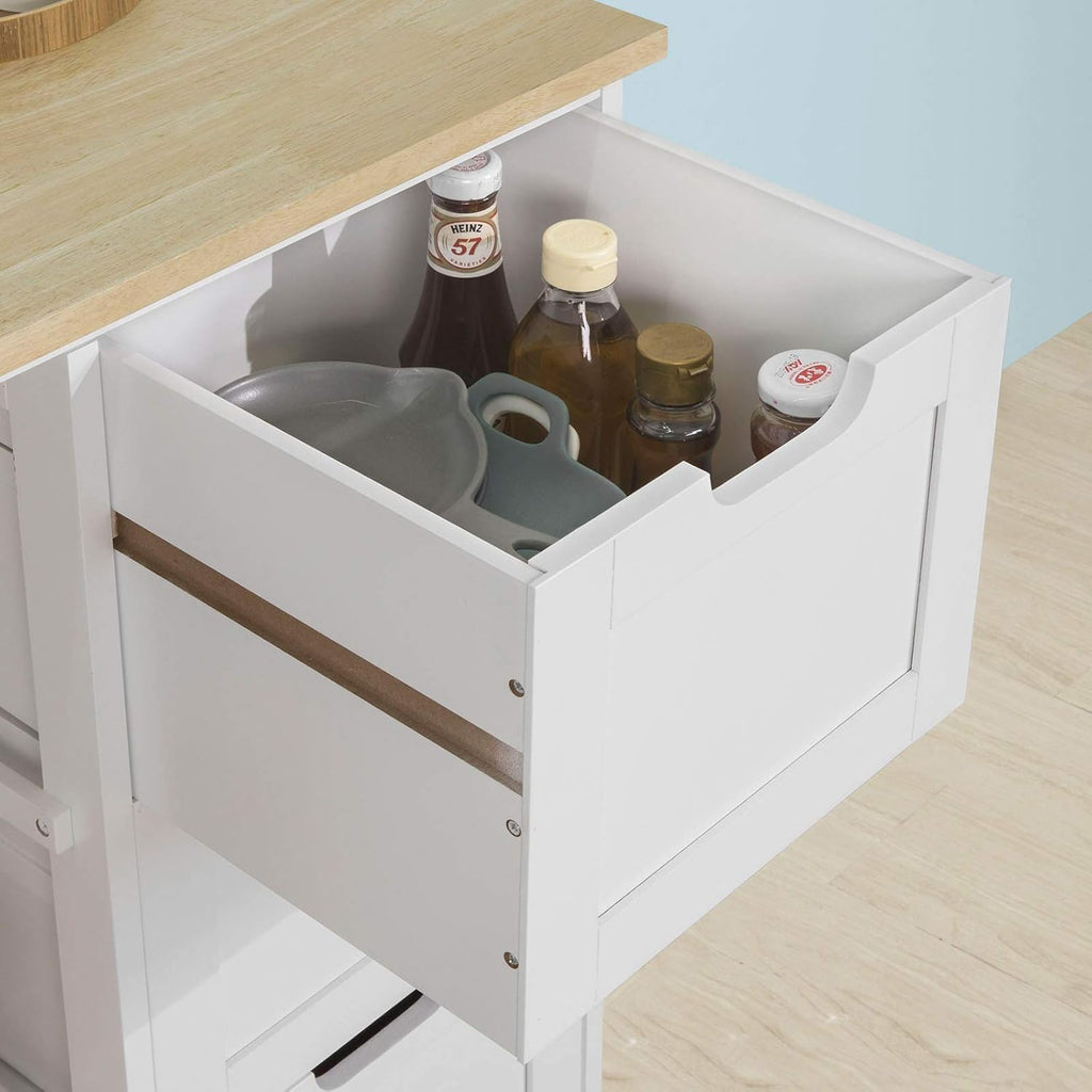 Kitchen Cart with 3 Drawers and Open Storage Shelf L93695