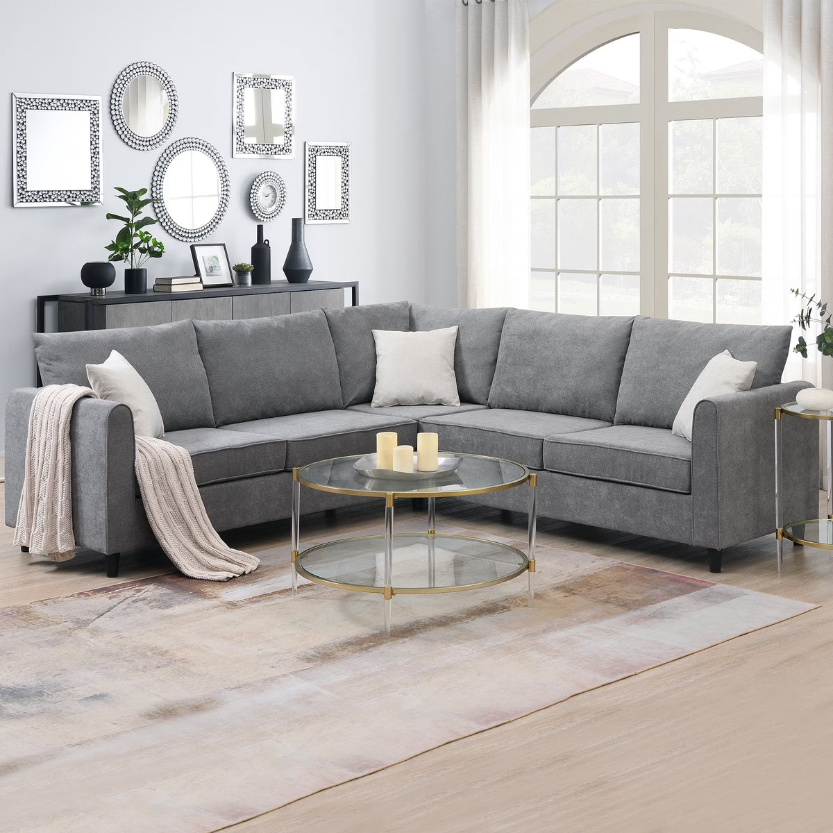 Gray Upholstered Sectional Sofa K108740