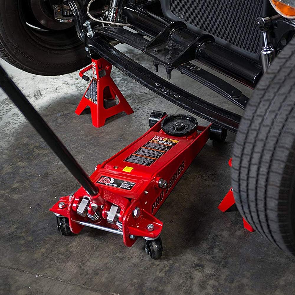 3 Ton Steel Jack Stands, Red, Pack of 2 T287