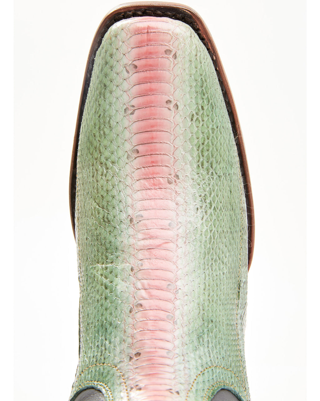 Green Watersnake Skin Western Boot Square Toe 9 M Q19333