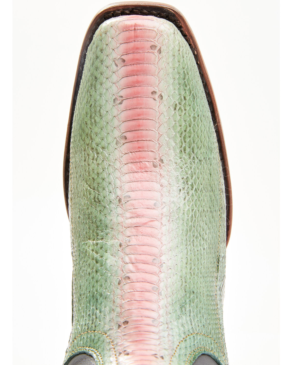 Green Watersnake Skin Western Boot Square Toe 9 M Q19333