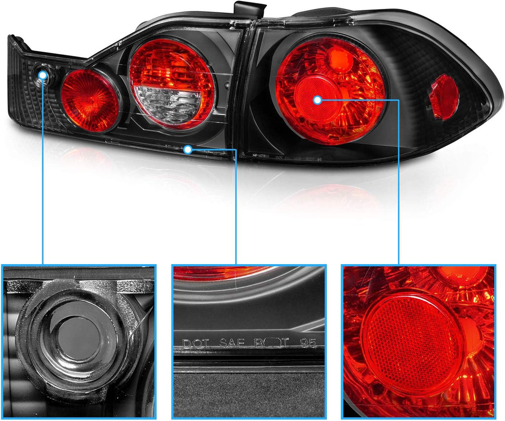 4 Door Brake Taillights Black Set for Honda Accord D568