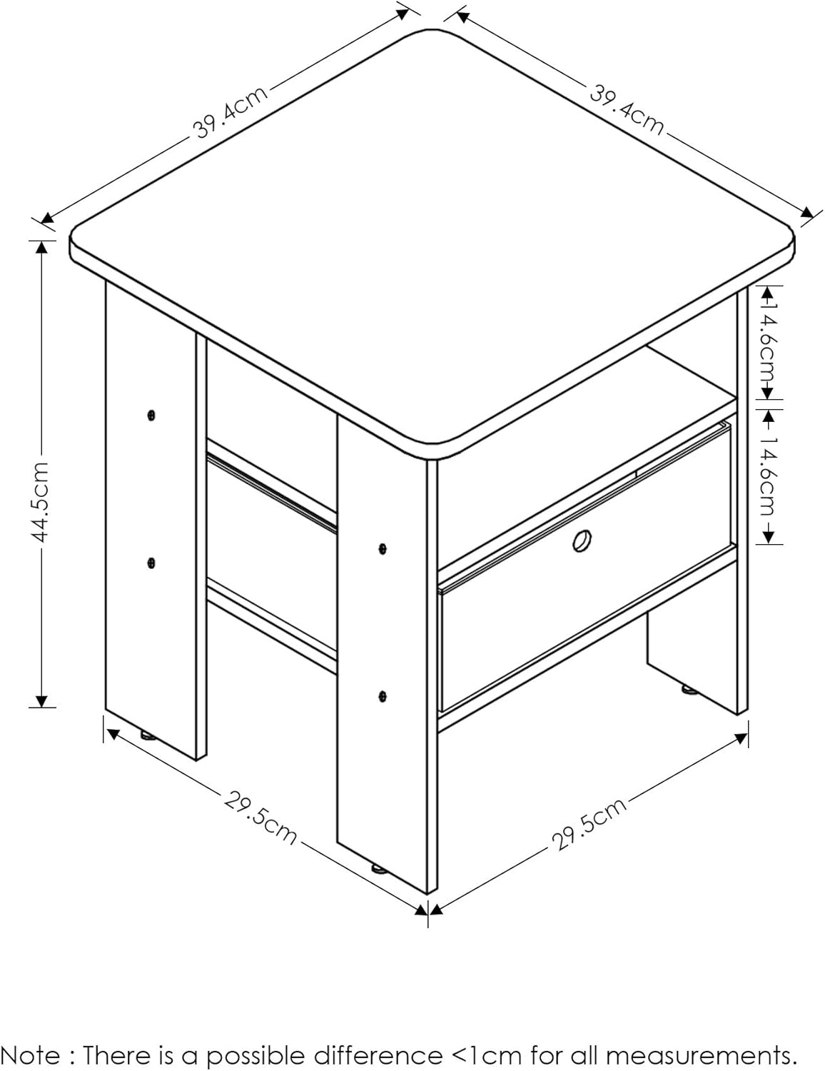 Set of 2 Table with Bin Drawer & 1 Table with Bin Drawer Americano/Medium Brown T8261